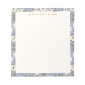 Bloc De Notas Blue Cottagecore Floral Nombre personalizado