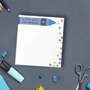 Bloc De Notas Blue Crayon y Stars Colorful Note