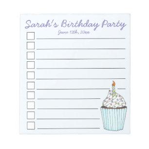 Bloc De Notas Blue Cupakes Personalized Birthday Party Favor