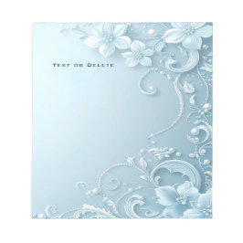 Bloc De Notas Blue Decorative Floral Notepad