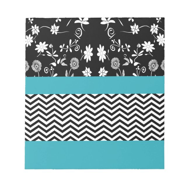 Bloc De Notas blue floral chevron (Frente)