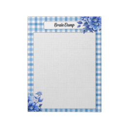Bloc De Notas Blue Floral Gingham_ Brain Dump