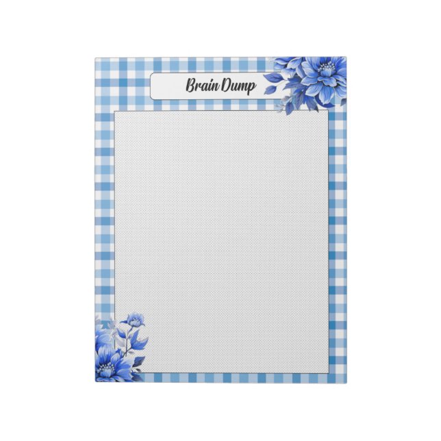 Bloc De Notas Blue Floral Gingham_ Brain Dump (Lado Izquierdo)