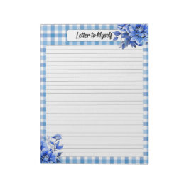 Bloc De Notas Blue Floral Gingham _ Carta a mí misma