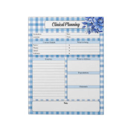 Bloc De Notas Blue Floral Gingham _ Planificación clínica