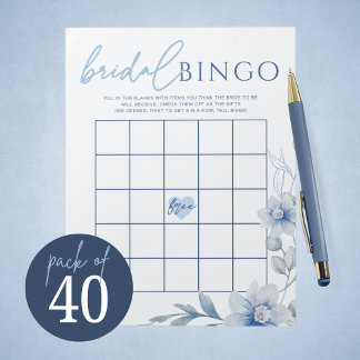 Bloc De Notas Blue Flower Gige Bingo Bridal Shower Game Pack