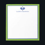 Bloc De Notas Blue Green Personalizado Name Fun Pickleball<br><div class="desc">¡Una pancarta súper divertida para los amantes del pickleball! Características de diseño cruzaron las paletas de pickleball y su texto personalizado. Añadir un nombre, monograma, nombre del club, etc. Cambia fácilmente los colores también. Hace un regalo de cumpleaños, azafata o de vacaciones realmente reflexivo para tu compañero del torneo, entrenador...</div>