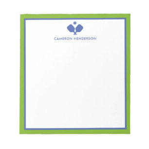 Bloc De Notas Blue Green Personalizado Name Fun Pickleball