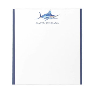 Bloc De Notas Blue Marlin Fish Fisher Personalizado