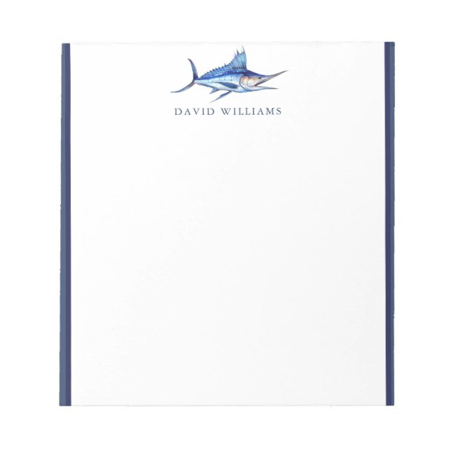Bloc De Notas Blue Marlin Fish Fisher Personalizado (Frente)