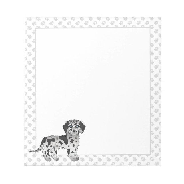 Bloc De Notas Blue Merle Mini Goldendoodle Cartog Perro y Paws (Frente)