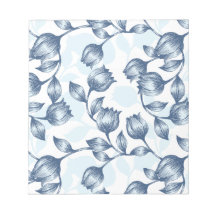 Blue Pastel Elegance: Tulip Silhouette Floral Patt