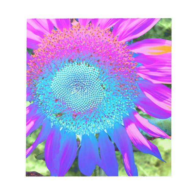 Bloc De Notas Blue pink funky retro sunflower photo (Frente)