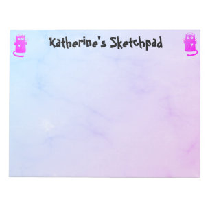 Bloc De Notas Blue Purple Ombre Funny Angel Cat Niños Sketch