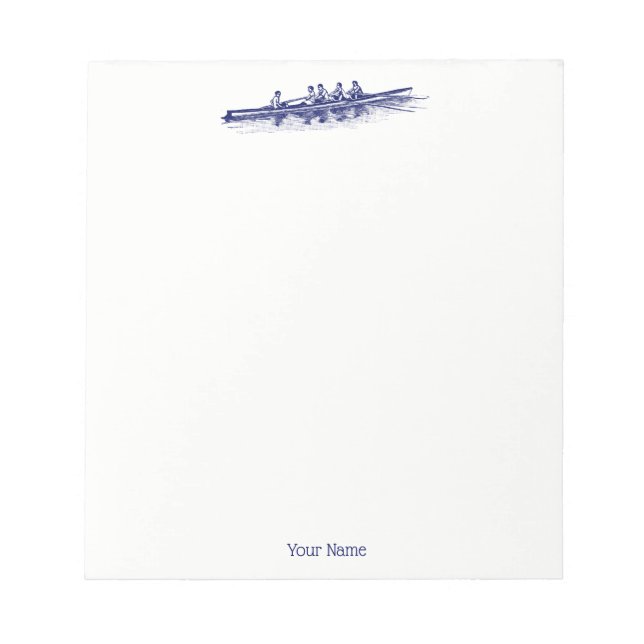 Bloc De Notas Blue Rowing Rowers Equipo Deportes Acuáticos (Frente)