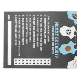 Bloc De Notas Blue SPORTS THEME chalkboard baby shower GAME