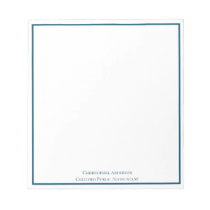 Bloc De Notas Blue White Profesional Business Personalizado
