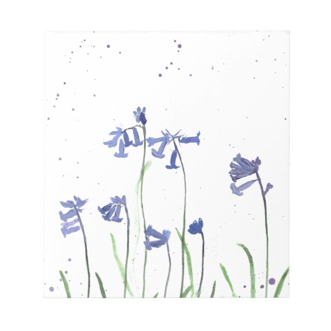 Bloc De Notas Bluebells acuarela azul florido bosque natural (Frente)