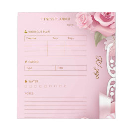 Bloc De Notas Blush pink gold pastel watercolo fittness Planner 