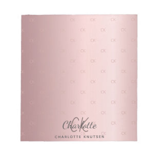 Bloc De Notas Blush pink monogram initials name elegant