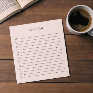 Bloc De Notas Blush Pink To Do List Minimalist Teacher Simple