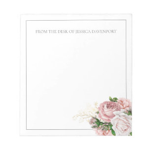 Bloc De Notas Blush Rosa Floral Vintage De Escritorio De