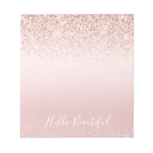 Bloc De Notas Blush Rosa Ombre Glitzy Brillo Destello Nota