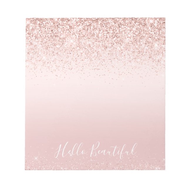Bloc De Notas Blush Rosa Ombre Glitzy Brillo Destello Nota (Frente)