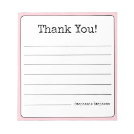 Bloc De Notas Blush Rosa Retro Gracias Tu Nombre Rayado