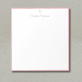 Bloc De Notas Blush Rose Border and Heart Custom Script Name