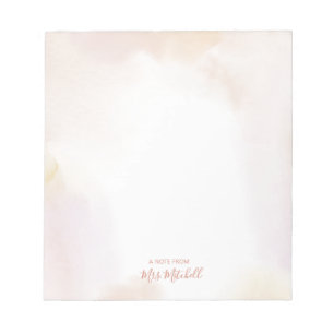 Bloc De Notas Blush Watercolor Wash   Nombre de la maestra perso