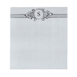 Bloc De Notas Boda azul gris de monograma vintage