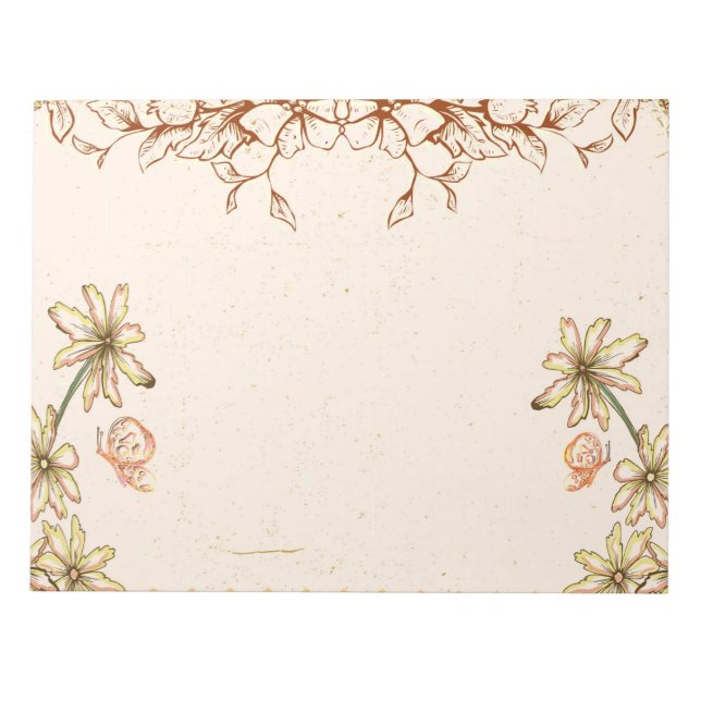 Bloc De Notas Boda de Flores Vintage (Frente)