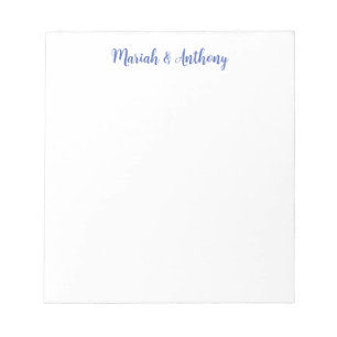 Bloc De Notas Boda Elegante Creativa Clásica Azul Blanco