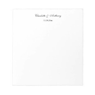 Bloc De Notas Boda Elegante Script Creativo Blanco Negro