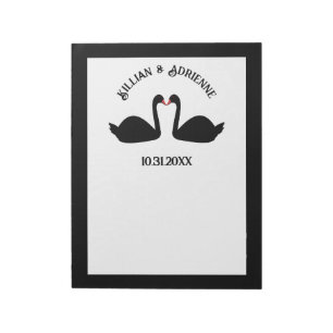 Bloc De Notas Boda gótico besando a Personalizado de cisnes negr
