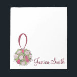 Bloc De Notas Boda Personalizado Bridal Party Bouquet Notepad<br><div class="desc">El Note pad incluye un original ilustracion de marca de un ramo de un boda de bolas florales de color rosa. ¡Un regalo de una fiesta nupcial única! Simplemente personaliza con el nombre del destinatario. El diseñador está disponible para crear y cargar diseños personalizados para que coincidan con los colores...</div>