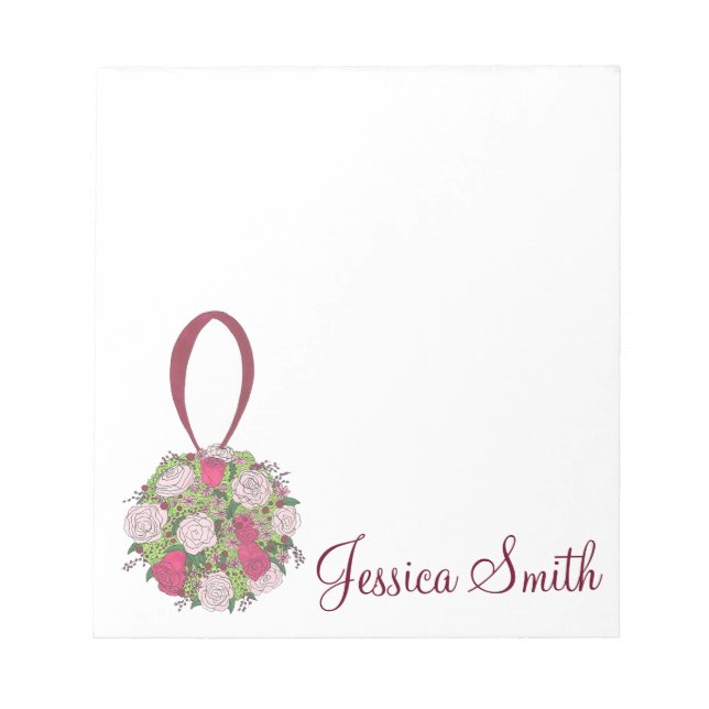 Bloc De Notas Boda Personalizado Bridal Party Bouquet Notepad (Frente)