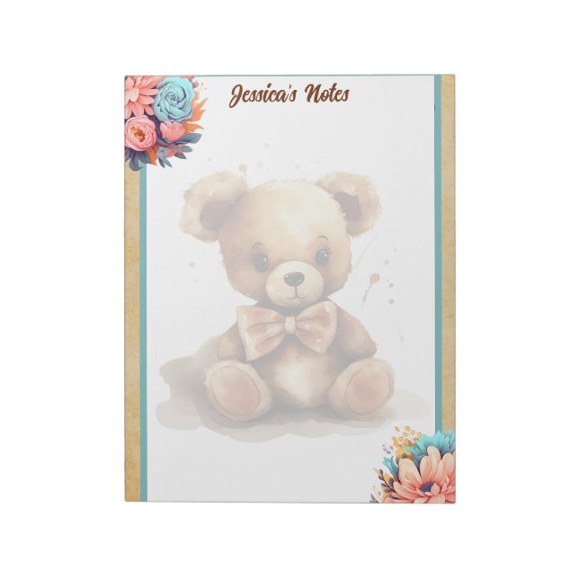 Bloc De Notas Boho Blue Bear Baby Shower (Lado Izquierdo)