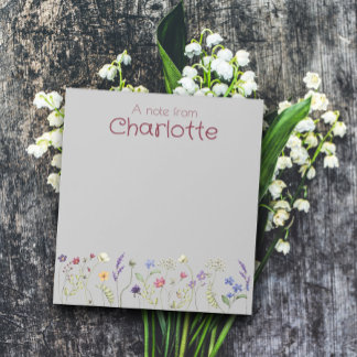 Bloc De Notas Boho Country Floral daisy acuarela gris Notepad