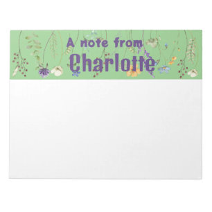 Bloc De Notas Boho Country wildflower acuarela verde Notepad