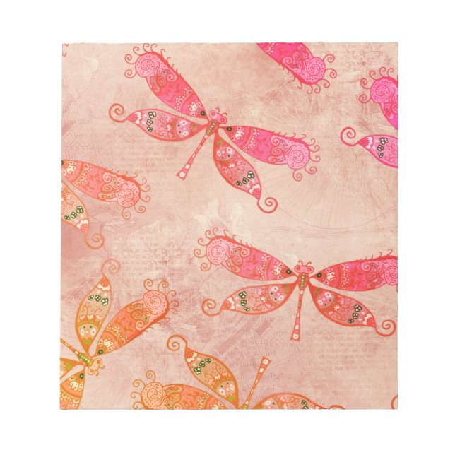 Bloc De Notas Boho Dragonflies en rosa (Frente)