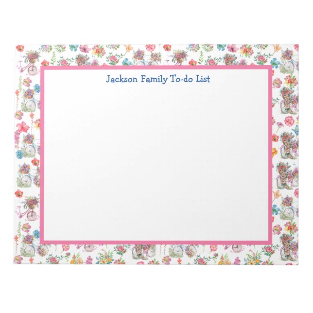 Bloc De Notas Boho Flores silvestres planificador de bicicletas  (Frente)