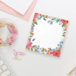 Bloc De Notas Boho Flowers Monogrammed<br><div class="desc">Nota monogramada con tus iniciales en azul oscuro y adorables flores boho en rosa caliente,  rojo coral,  naranja y azul.</div>