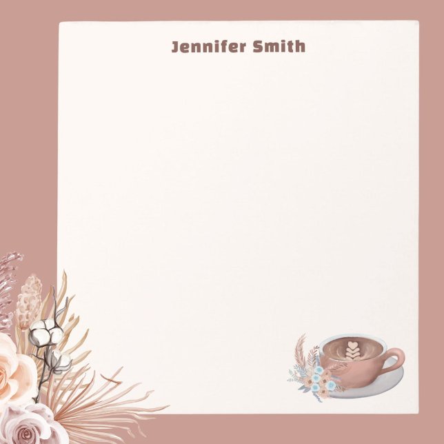 Bloc De Notas Boho Latte Con Flores Personalizado (Subido por el creador)