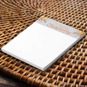 Bloc De Notas Boho vintage naranja girasol acuarela gris