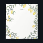 Bloc De Notas Boho Watercolor Lemon Wreath<br><div class="desc">Cubierta capilar con corona de limón acuarela. Será un acento femenino perfecto para tu oficina.</div>