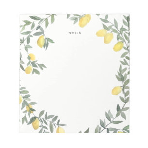 Bloc De Notas Boho Watercolor Lemon Wreath