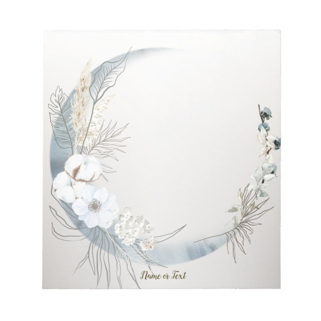 Bloc De Notas Boho White Orchid Flores Blue Moon Elegant (Frente)