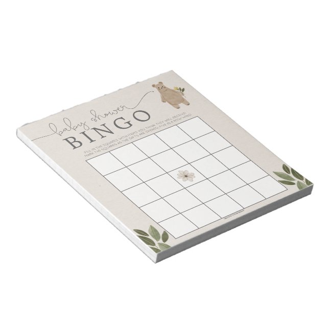 Bloc De Notas Boho Woodland Baby Shower Bingo 40 hojas (Lado Derecho)
